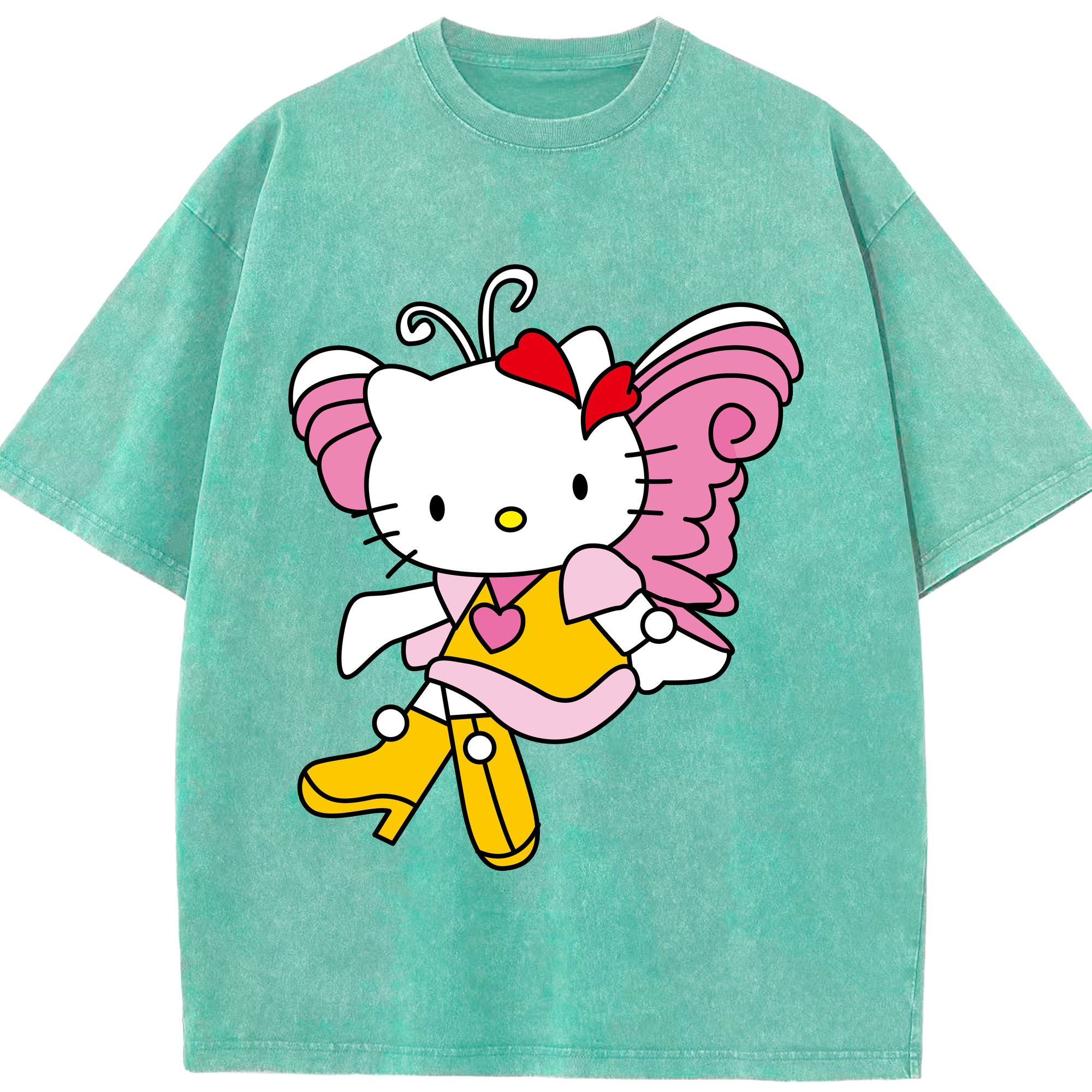 （画像用） Hello Kitty ハローキティ 綿100% ヴィンテージ風 半袖Tシャツ（フロントプリント）